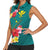 Aloha Kanaka Maoli Hawaii Flowers Women Sleeveless Polo Shirt With Polynesian Pattern Teal Color