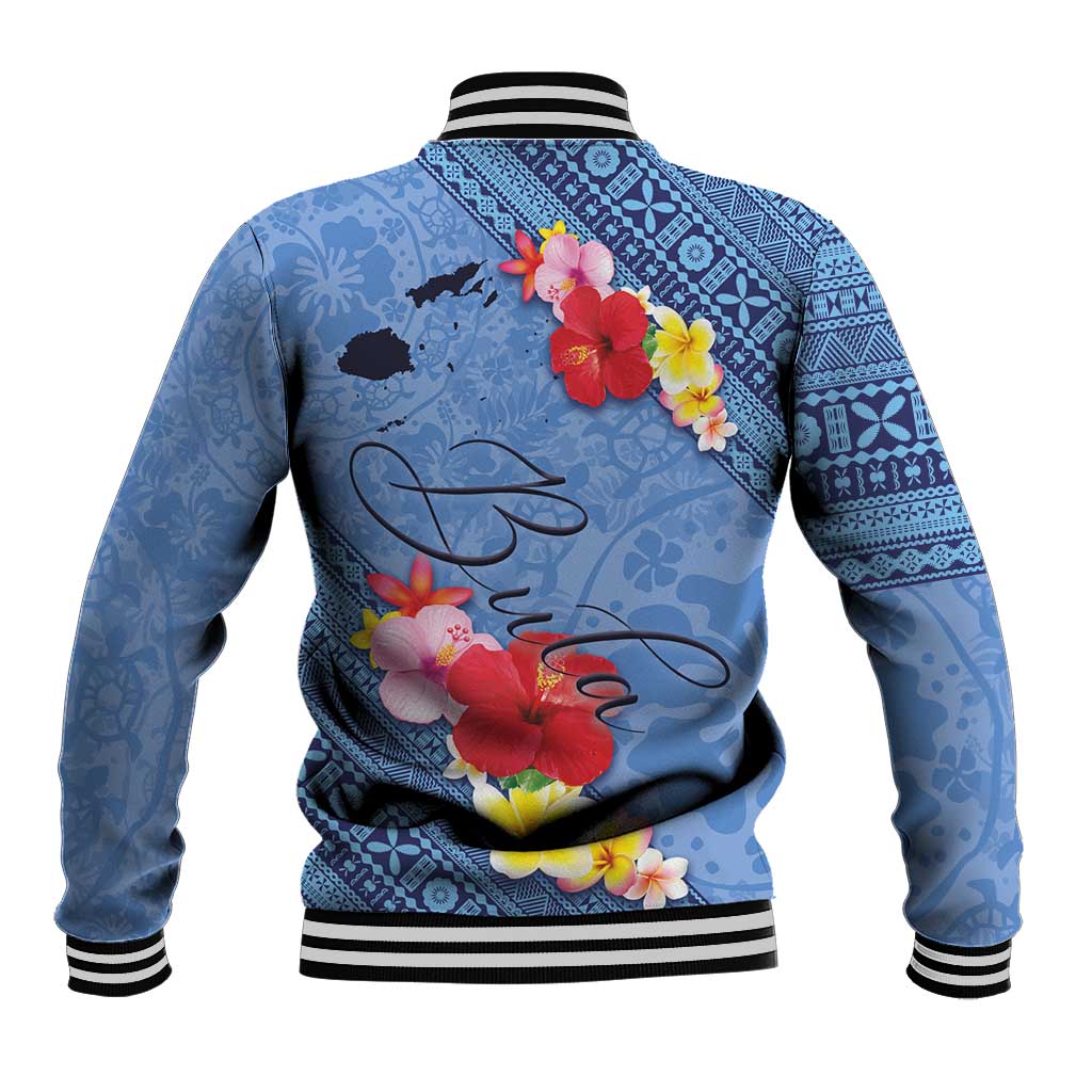 Bula Fiji Hibiscus and Plumeria Flowers Baseball Jacket Tapa Tattoo Polynesian Pattern LT03 - Polynesian Pride