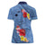 Bula Fiji Hibiscus and Plumeria Flowers Women Polo Shirt Tapa Tattoo Polynesian Pattern