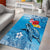 Hawaii Sea Turtle and Tropical Flowers Area Rug Polynesian Tattoo Undersea Vibe