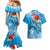 Hawaii Sea Turtle and Tropical Flowers Couples Matching Mermaid Dress and Hawaiian Shirt Polynesian Tattoo Undersea Vibe