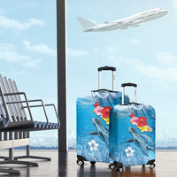 Hawaii Sea Turtle and Tropical Flowers Luggage Cover Polynesian Tattoo Undersea Vibe LT03 - Polynesian Pride