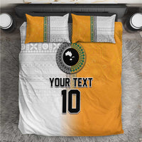 Custom Fiji and Australia Rugby Bedding Set Aboriginal and Fijian Masi Pattern LT03 White - Polynesian Pride