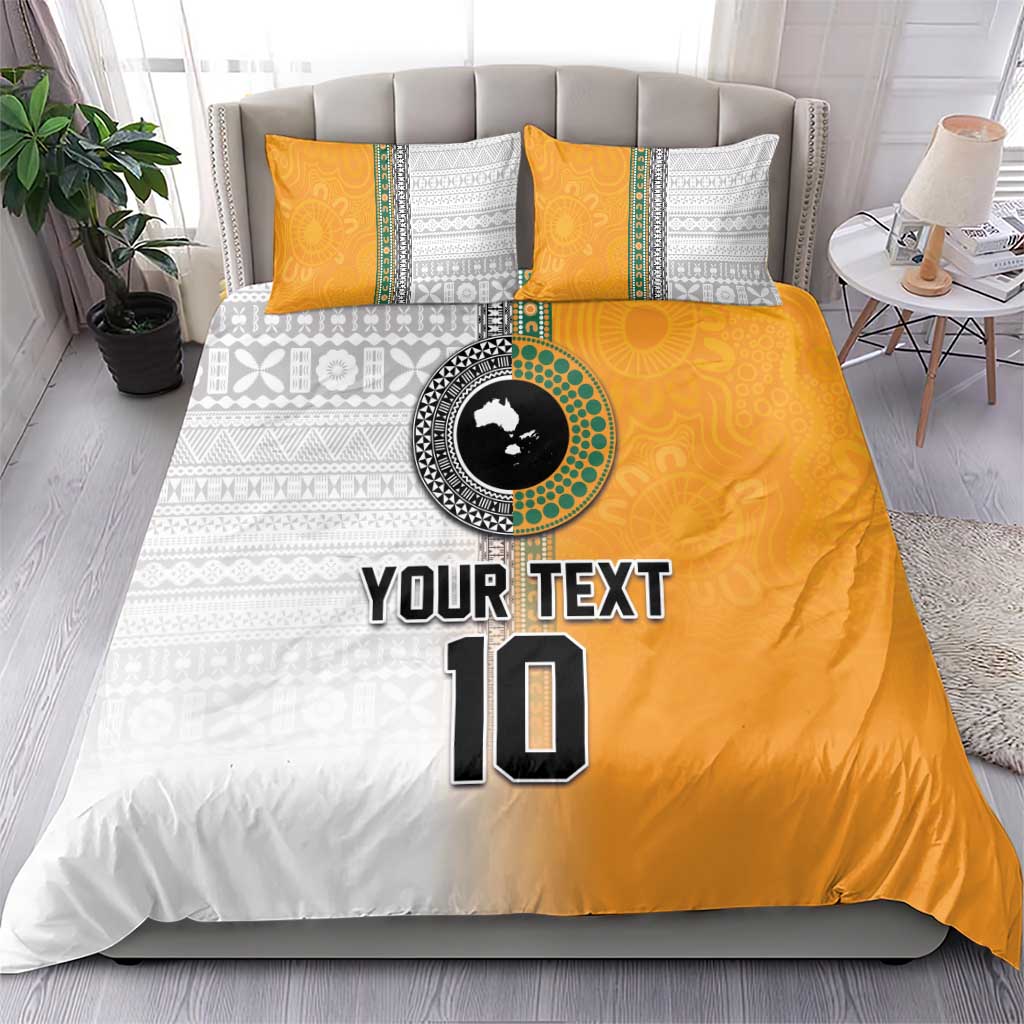 Custom Fiji and Australia Rugby Bedding Set Aboriginal and Fijian Masi Pattern LT03 - Polynesian Pride