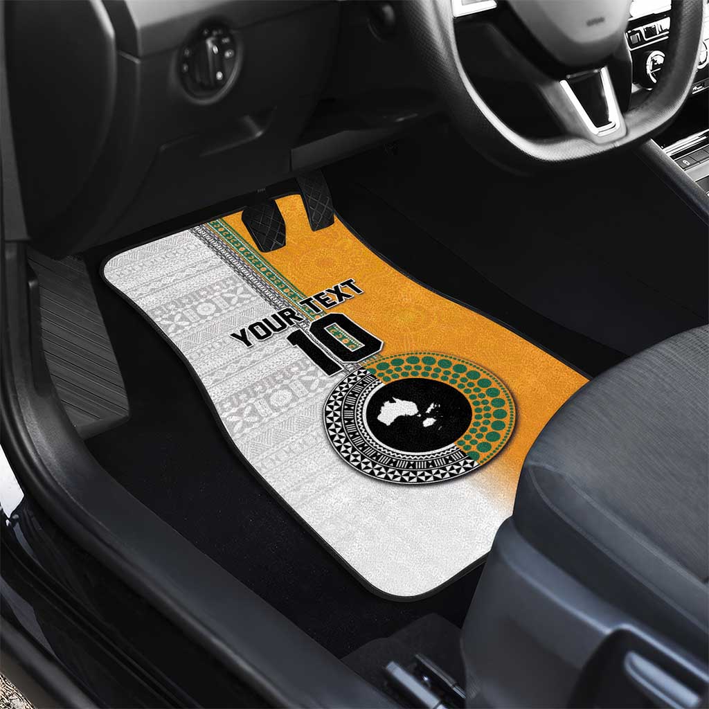 Custom Fiji and Australia Rugby Car Mats Aboriginal and Fijian Masi Pattern LT03 - Polynesian Pride