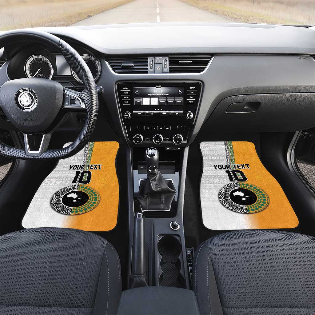 Custom Fiji and Australia Rugby Car Mats Aboriginal and Fijian Masi Pattern LT03 Set 2pcs - Front White - Polynesian Pride