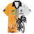 Custom Fiji and Australia Rugby Family Matching Off Shoulder Short Dress and Hawaiian Shirt Aboriginal and Fijian Masi Pattern