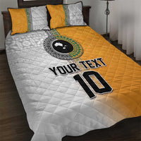 Custom Fiji and Australia Rugby Quilt Bed Set Aboriginal and Fijian Masi Pattern LT03 White - Polynesian Pride