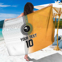Custom Fiji and Australia Rugby Sarong Aboriginal and Fijian Masi Pattern LT03 One Size 44 x 66 inches White - Polynesian Pride