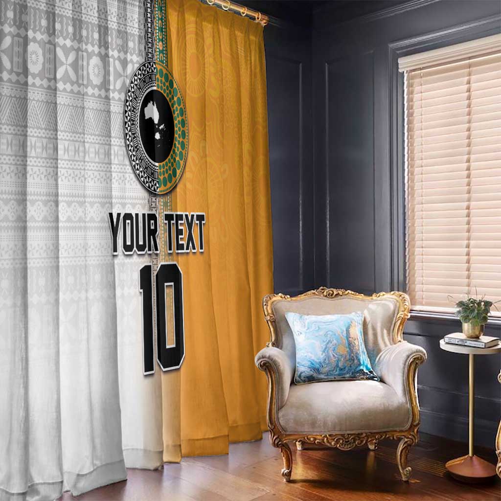 Custom Fiji and Australia Rugby Window Curtain Aboriginal and Fijian Masi Pattern LT03 - Polynesian Pride