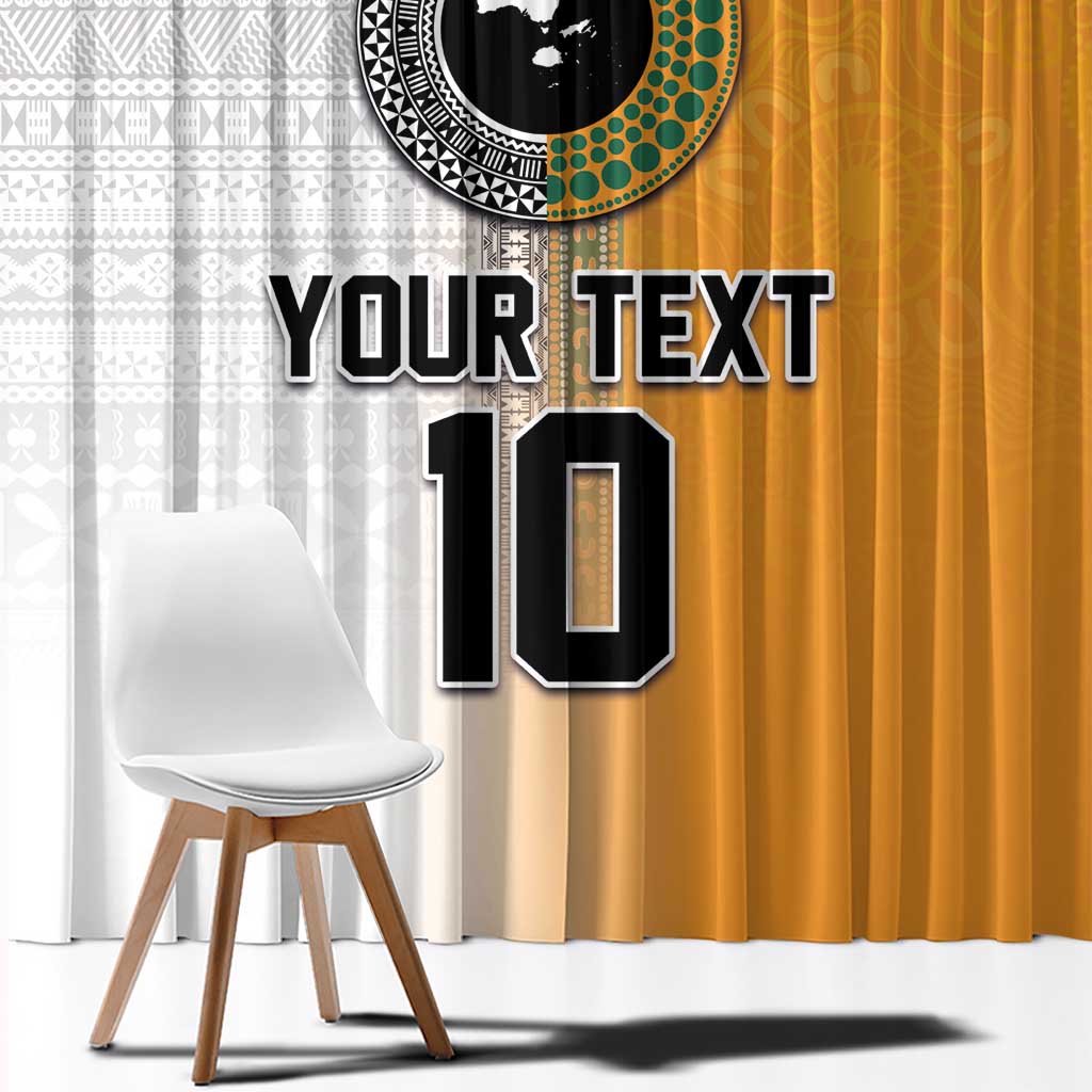 Custom Fiji and Australia Rugby Window Curtain Aboriginal and Fijian Masi Pattern LT03 - Polynesian Pride