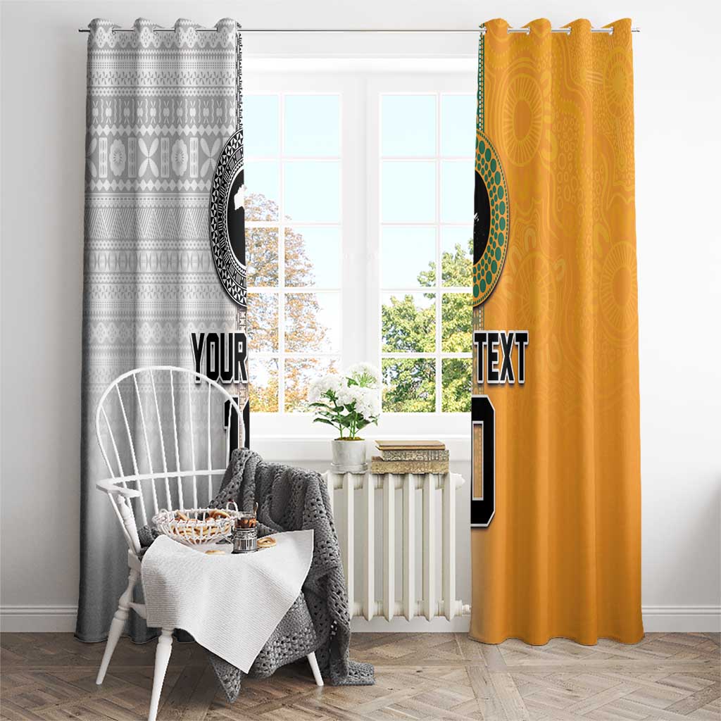 Custom Fiji and Australia Rugby Window Curtain Aboriginal and Fijian Masi Pattern LT03 - Polynesian Pride