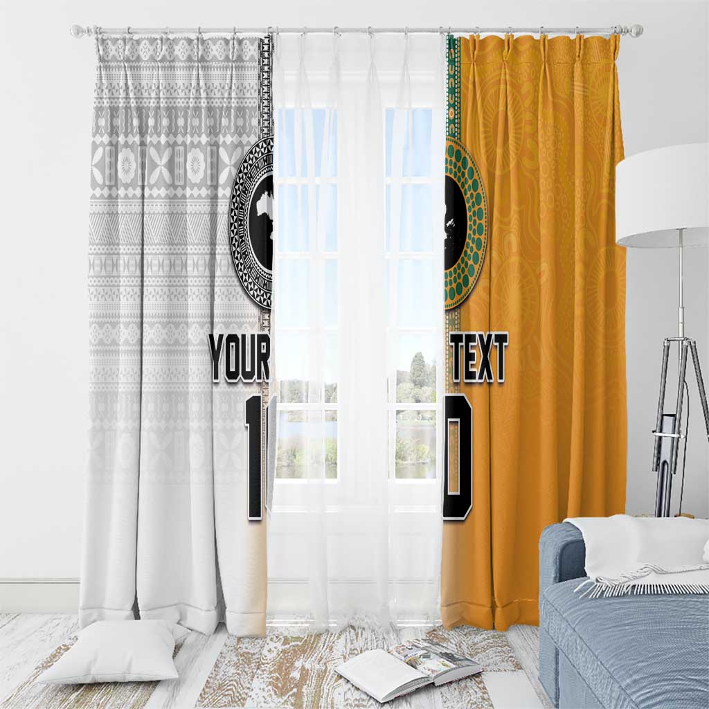 Custom Fiji and Australia Rugby Window Curtain Aboriginal and Fijian Masi Pattern LT03 - Polynesian Pride
