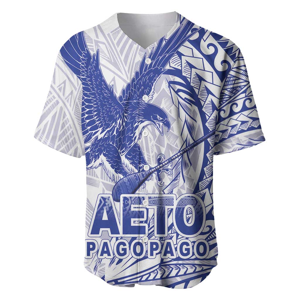 American Samoa Pago Pago Aeto Baseball Jersey Wingstyle Blue-White Color LT03 White - Polynesian Pride