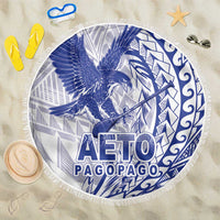 American Samoa Pago Pago Aeto Beach Blanket Wingstyle Blue-White Color LT03 One Size 150cm White - Polynesian Pride