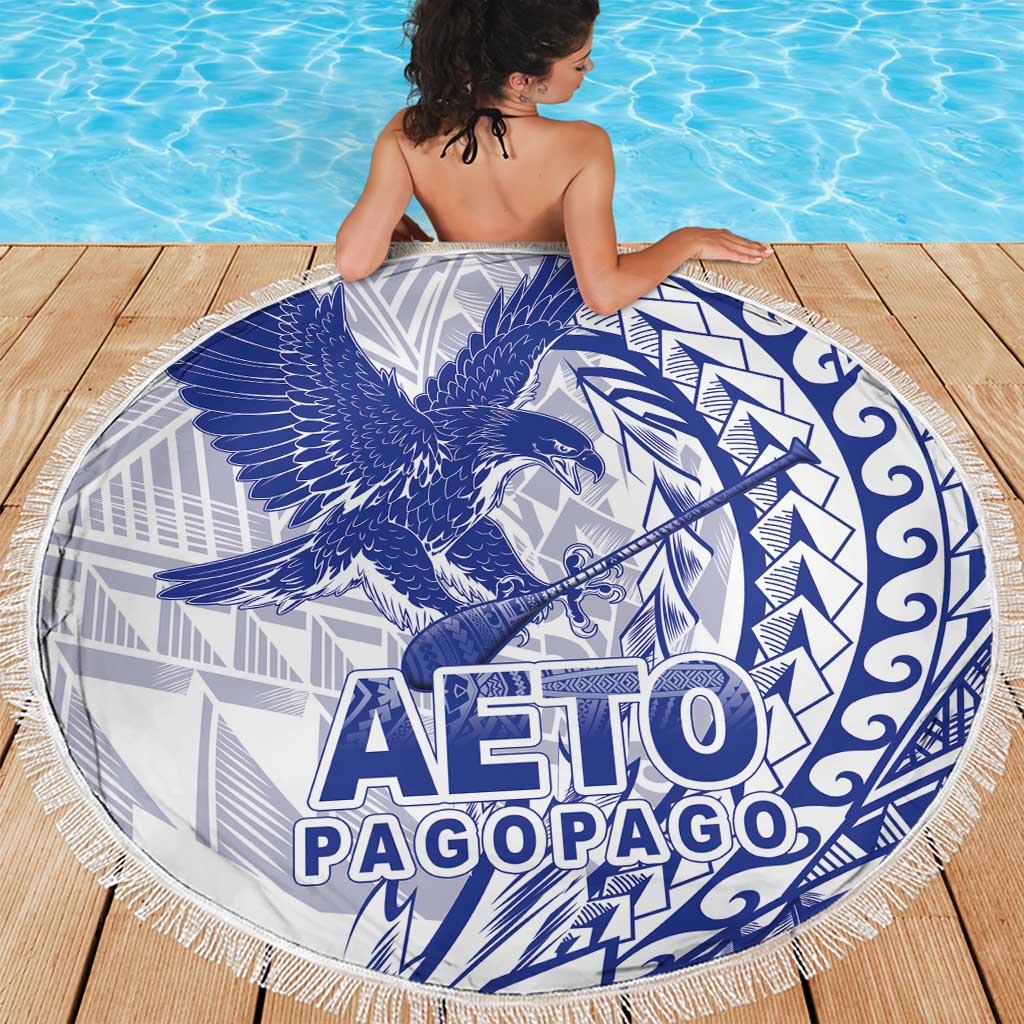 American Samoa Pago Pago Aeto Beach Blanket Wingstyle Blue-White Color LT03 - Polynesian Pride