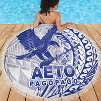 American Samoa Pago Pago Aeto Beach Blanket Wingstyle Blue-White Color LT03 - Polynesian Pride