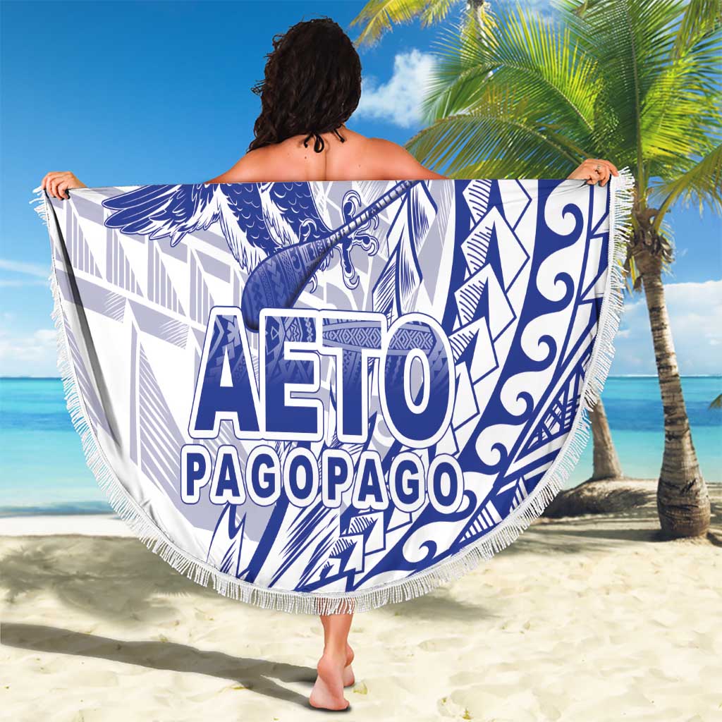 American Samoa Pago Pago Aeto Beach Blanket Wingstyle Blue-White Color LT03 - Polynesian Pride