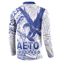 American Samoa Pago Pago Aeto Button Sweatshirt Wingstyle Blue-White Color LT03 - Polynesian Pride