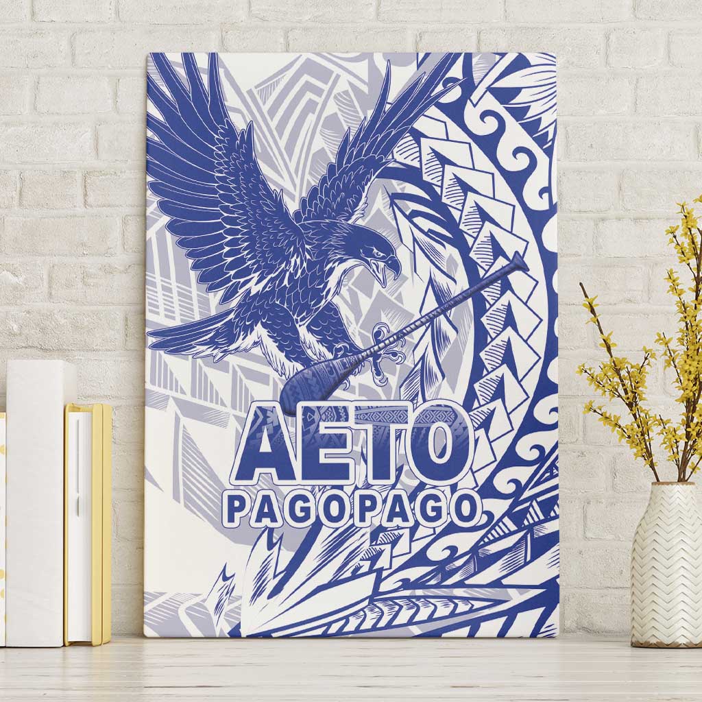 American Samoa Pago Pago Aeto Canvas Wall Art Wingstyle Blue-White Color LT03 Without Frame White - Polynesian Pride