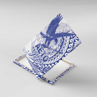 American Samoa Pago Pago Aeto Canvas Wall Art Wingstyle Blue-White Color LT03 With Frame White - Polynesian Pride