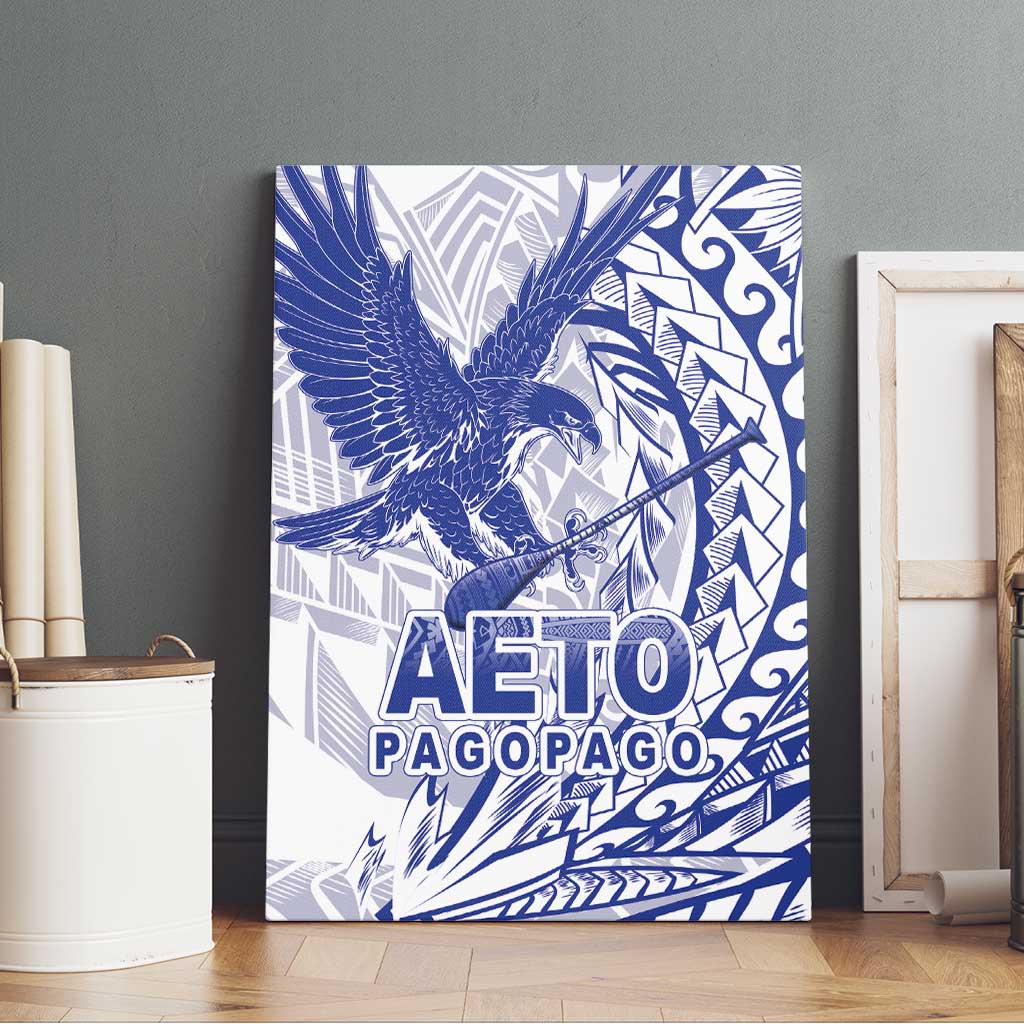 American Samoa Pago Pago Aeto Canvas Wall Art Wingstyle Blue-White Color LT03 - Polynesian Pride