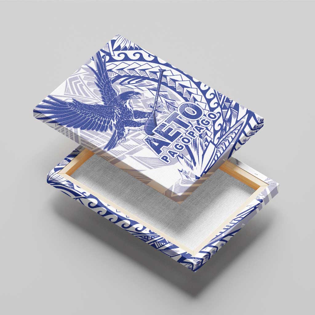 American Samoa Pago Pago Aeto Canvas Wall Art Wingstyle Blue-White Color LT03 - Polynesian Pride