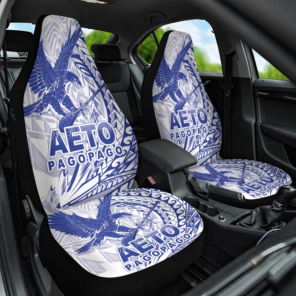 American Samoa Pago Pago Aeto Car Seat Cover Wingstyle Blue-White Color LT03 One Size White - Polynesian Pride