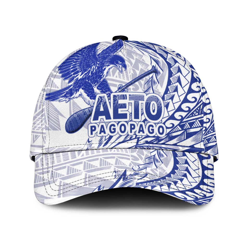 American Samoa Pago Pago Aeto Classic Cap Wingstyle Blue-White Color LT03 Universal Fit White - Polynesian Pride
