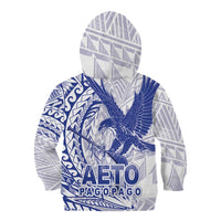 American Samoa Pago Pago Aeto Kid Hoodie Wingstyle Blue-White Color LT03 - Polynesian Pride