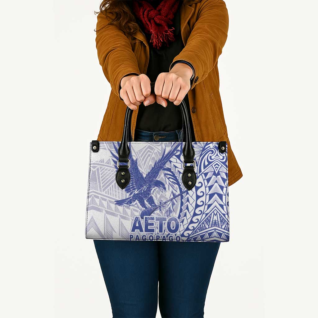 American Samoa Pago Pago Aeto Leather Bag Wingstyle Blue-White Color LT03 White - Polynesian Pride