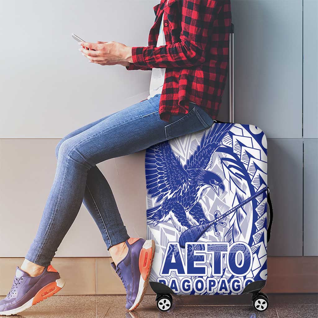 American Samoa Pago Pago Aeto Luggage Cover Wingstyle Blue-White Color LT03 - Polynesian Pride
