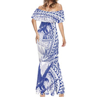 American Samoa Pago Pago Aeto Mermaid Dress Wingstyle Blue-White Color LT03 - Polynesian Pride