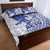 American Samoa Pago Pago Aeto Quilt Bed Set Wingstyle Blue-White Color LT03 - Polynesian Pride