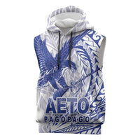 American Samoa Pago Pago Aeto Sleeveless Hoodie Wingstyle Blue-White Color LT03 White - Polynesian Pride