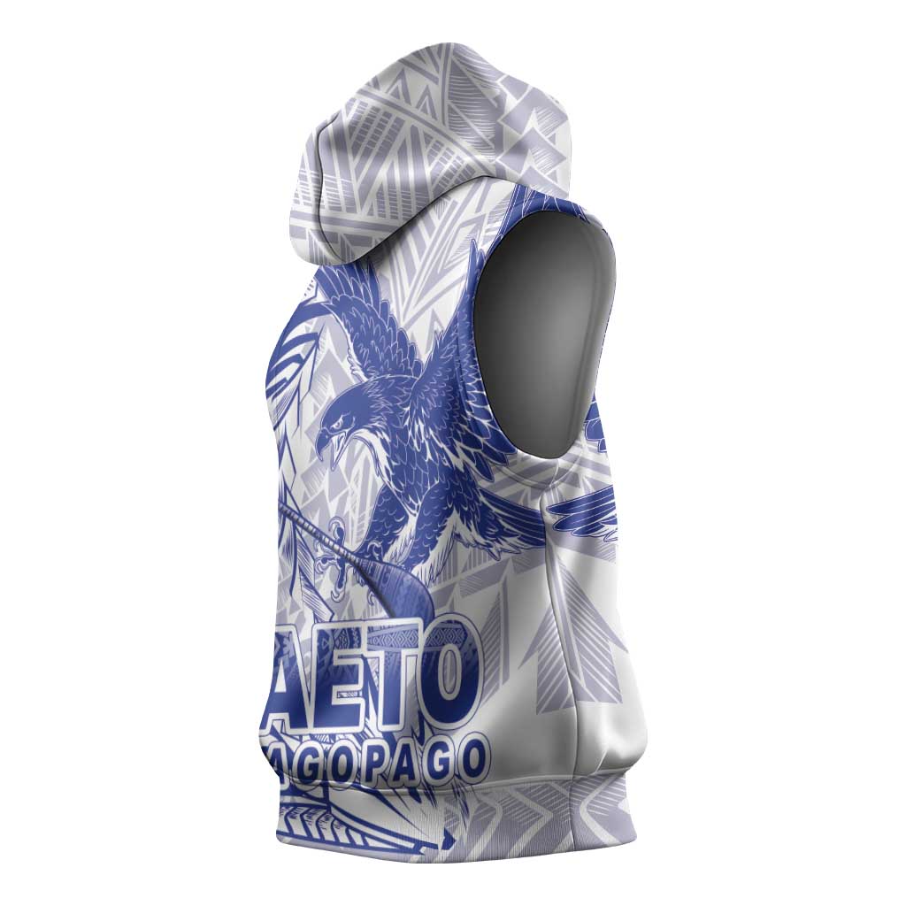 American Samoa Pago Pago Aeto Sleeveless Hoodie Wingstyle Blue-White Color LT03 - Polynesian Pride