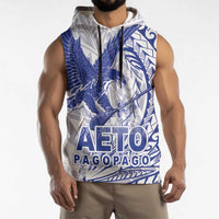 American Samoa Pago Pago Aeto Sleeveless Hoodie Wingstyle Blue-White Color LT03 - Polynesian Pride
