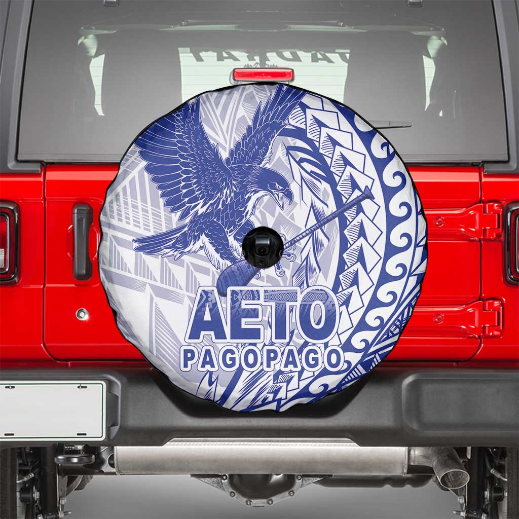 American Samoa Pago Pago Aeto Spare Tire Cover Wingstyle Blue-White Color LT03 - Polynesian Pride