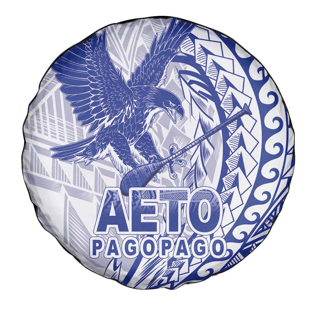 American Samoa Pago Pago Aeto Spare Tire Cover Wingstyle Blue-White Color LT03 - Polynesian Pride