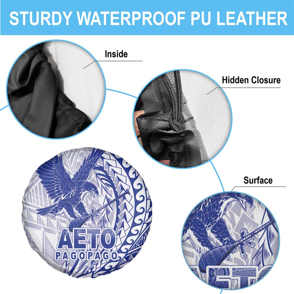 American Samoa Pago Pago Aeto Spare Tire Cover Wingstyle Blue-White Color LT03 - Polynesian Pride
