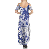 American Samoa Pago Pago Aeto Summer Maxi Dress Wingstyle Blue-White Color LT03 - Polynesian Pride