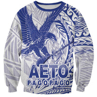 American Samoa Pago Pago Aeto Sweatshirt Wingstyle Blue-White Color LT03 Unisex White - Polynesian Pride