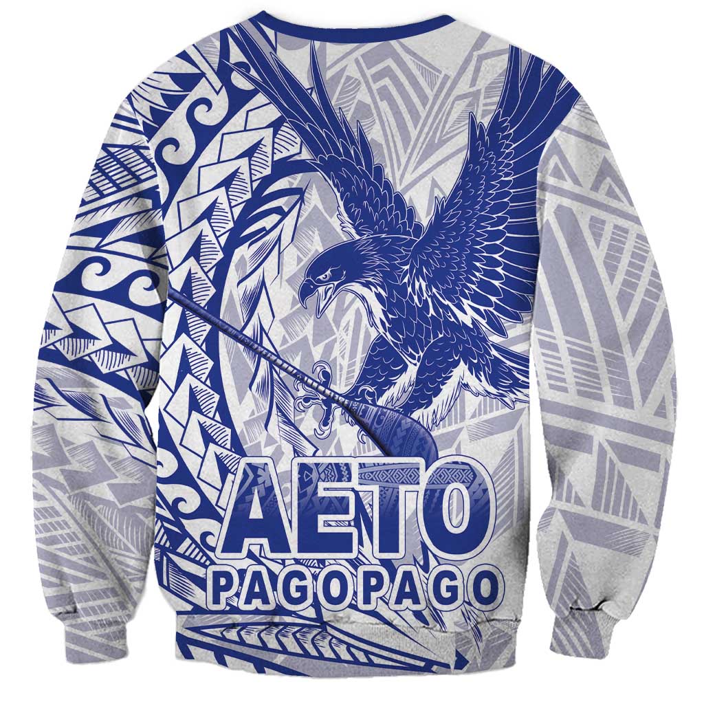 American Samoa Pago Pago Aeto Sweatshirt Wingstyle Blue-White Color LT03 - Polynesian Pride