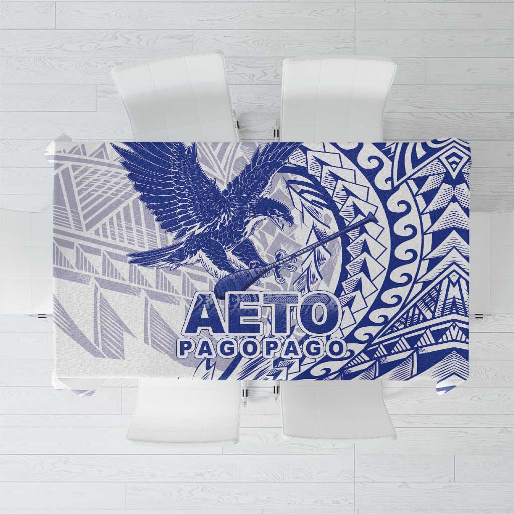 American Samoa Pago Pago Aeto Tablecloth Wingstyle Blue-White Color LT03 White - Polynesian Pride