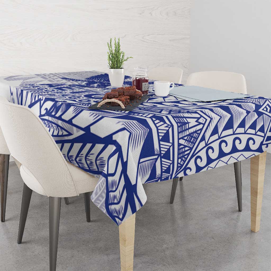 American Samoa Pago Pago Aeto Tablecloth Wingstyle Blue-White Color LT03 - Polynesian Pride