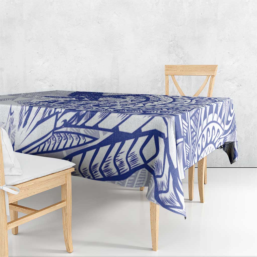 American Samoa Pago Pago Aeto Tablecloth Wingstyle Blue-White Color LT03 - Polynesian Pride