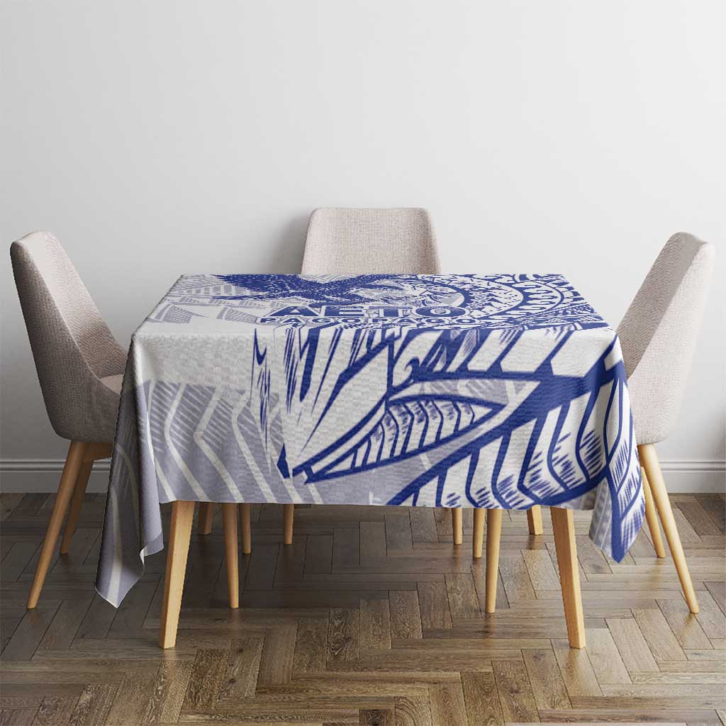 American Samoa Pago Pago Aeto Tablecloth Wingstyle Blue-White Color LT03 - Polynesian Pride