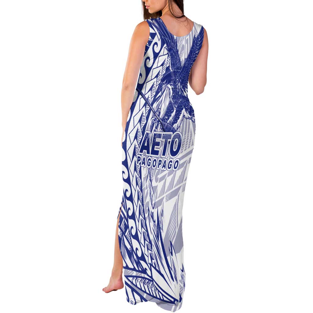 American Samoa Pago Pago Aeto Tank Maxi Dress Wingstyle Blue-White Color LT03 - Polynesian Pride