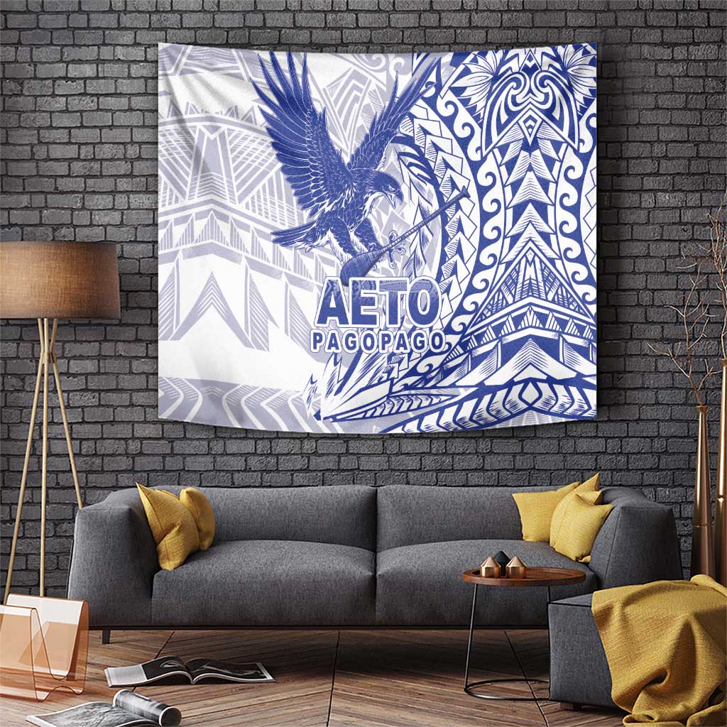 American Samoa Pago Pago Aeto Tapestry Wingstyle Blue-White Color LT03 White - Polynesian Pride