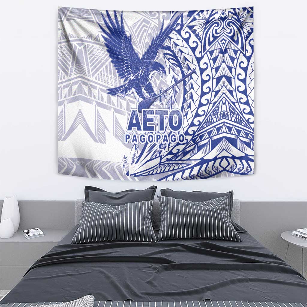 American Samoa Pago Pago Aeto Tapestry Wingstyle Blue-White Color LT03 - Polynesian Pride